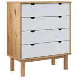 Drawer Cabinet OTTA Brown&White 76.5x39.5x90cm Solid Wood Pine - Front View