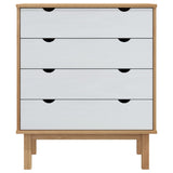 Drawer Cabinet OTTA Brown&White 76.5x39.5x90cm Solid Wood Pine - Side View