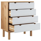 Drawer Cabinet OTTA Brown&White 76.5x39.5x90cm Solid Wood Pine - Top-Down View