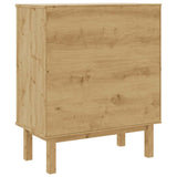 Drawer Cabinet OTTA Brown&White 76.5x39.5x90cm Solid Wood Pine - Low Angle