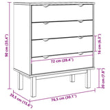 Drawer Cabinet OTTA Brown&White 76.5x39.5x90cm Solid Wood Pine