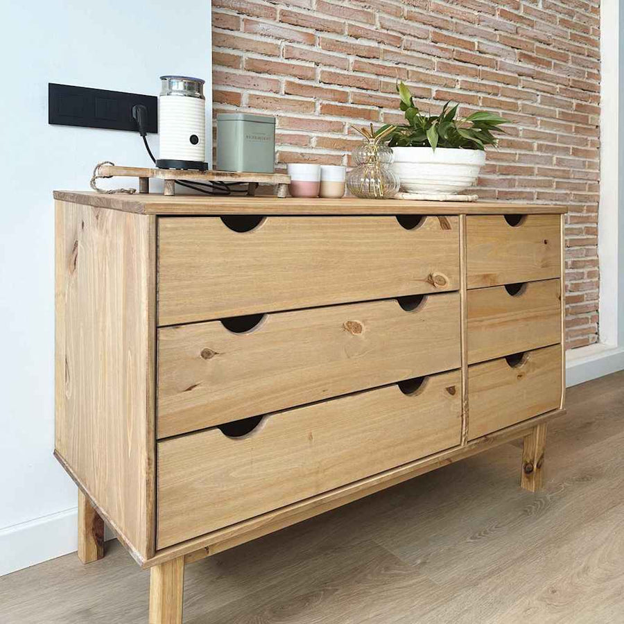 Drawer Cabinet OTTA 111x43x73.5 cm Solid Wood Pine