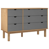 Drawer Cabinet OTTA Brown&Grey 111x43x73.5 cm Solid Wood Pine - Front View
