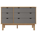Drawer Cabinet OTTA Brown&Grey 111x43x73.5 cm Solid Wood Pine - Side View
