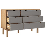 Drawer Cabinet OTTA Brown&Grey 111x43x73.5 cm Solid Wood Pine - Top-Down View