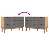 Drawer Cabinet OTTA Brown&Grey 111x43x73.5 cm Solid Wood Pine - Close-Up Angle