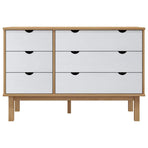 Drawer Cabinet OTTA Brown&White 111x43x73.5 cm Solid Wood Pine
