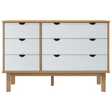 Drawer Cabinet OTTA Brown&White 111x43x73.5 cm Solid Wood Pine - Side View