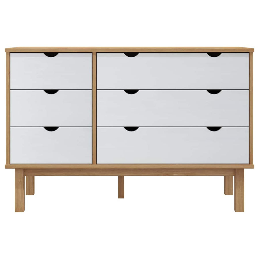 Drawer Cabinet OTTA Brown&White 111x43x73.5 cm Solid Wood Pine