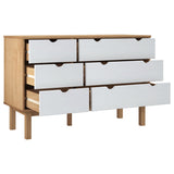 Drawer Cabinet OTTA Brown&White 111x43x73.5 cm Solid Wood Pine - Top-Down View