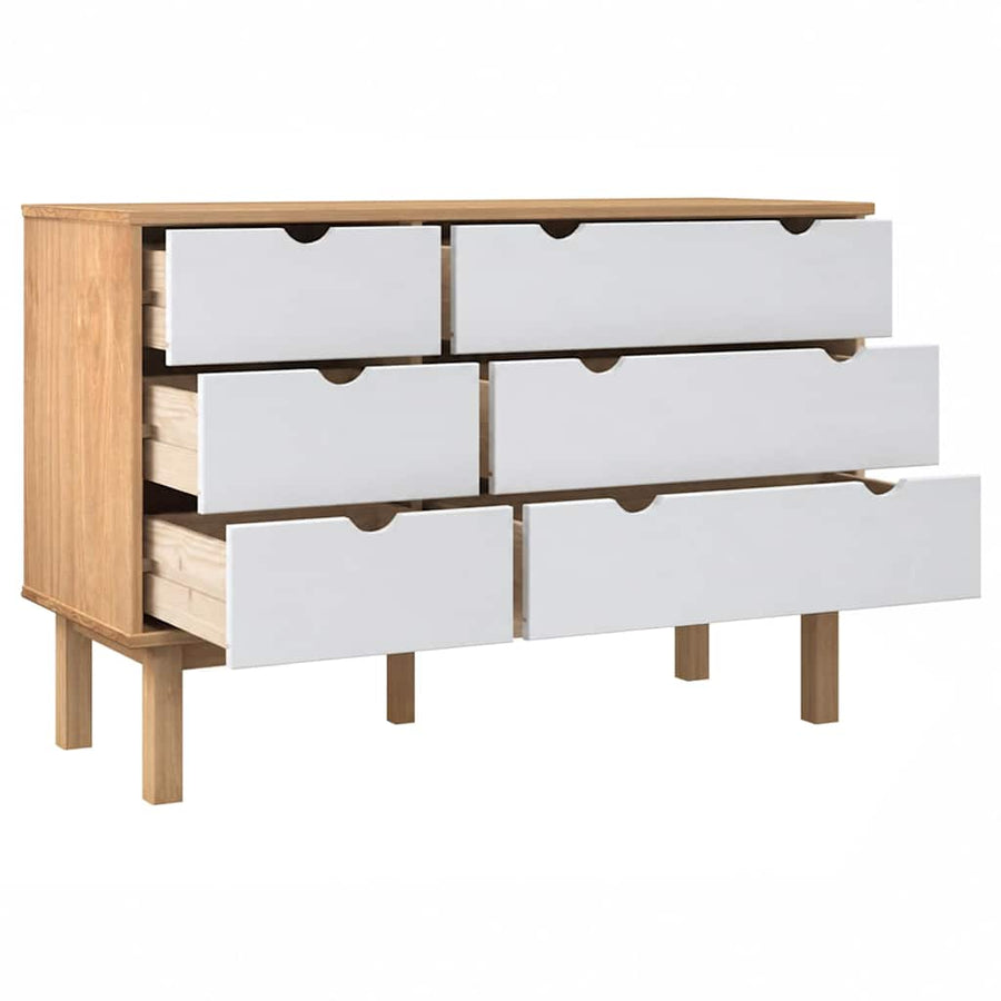 Drawer Cabinet OTTA Brown&White 111x43x73.5 cm Solid Wood Pine