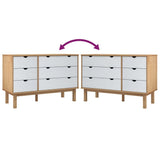 Drawer Cabinet OTTA Brown&White 111x43x73.5 cm Solid Wood Pine - Close-Up Angle