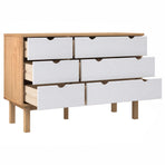 Drawer Cabinet OTTA Brown&White 111x43x73.5 cm Solid Wood Pine