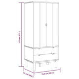 Wardrobe OTTA 76.5x53x172 cm Solid Wood Pine - Rear View