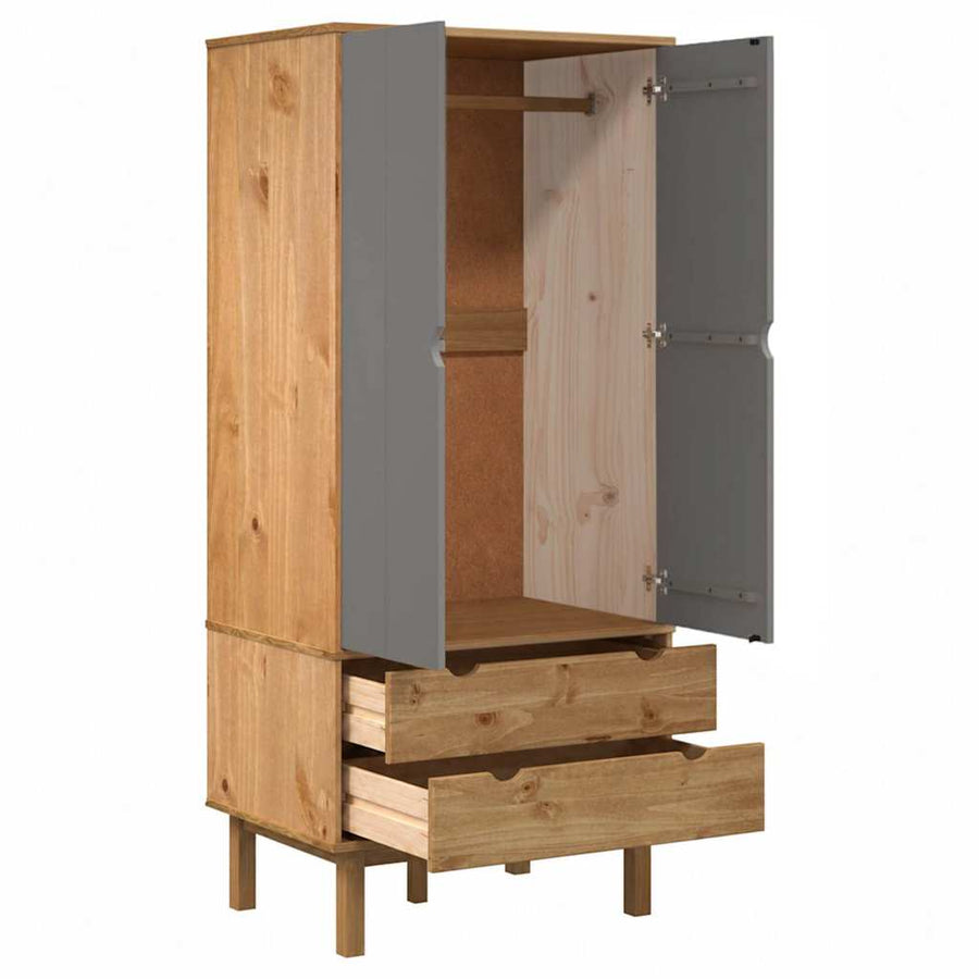 Wardrobe OTTA Brown and Grey 76.5x53x172 cm Solid Wood Pine