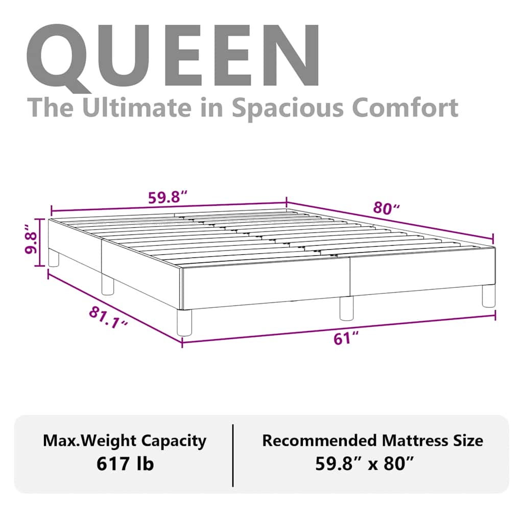 Bed Frame without Mattress Dark Grey 152x203 cm Queen Fabric