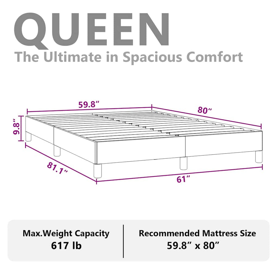 Bed Frame without Mattress Dark Grey 152x203 cm Queen Fabric