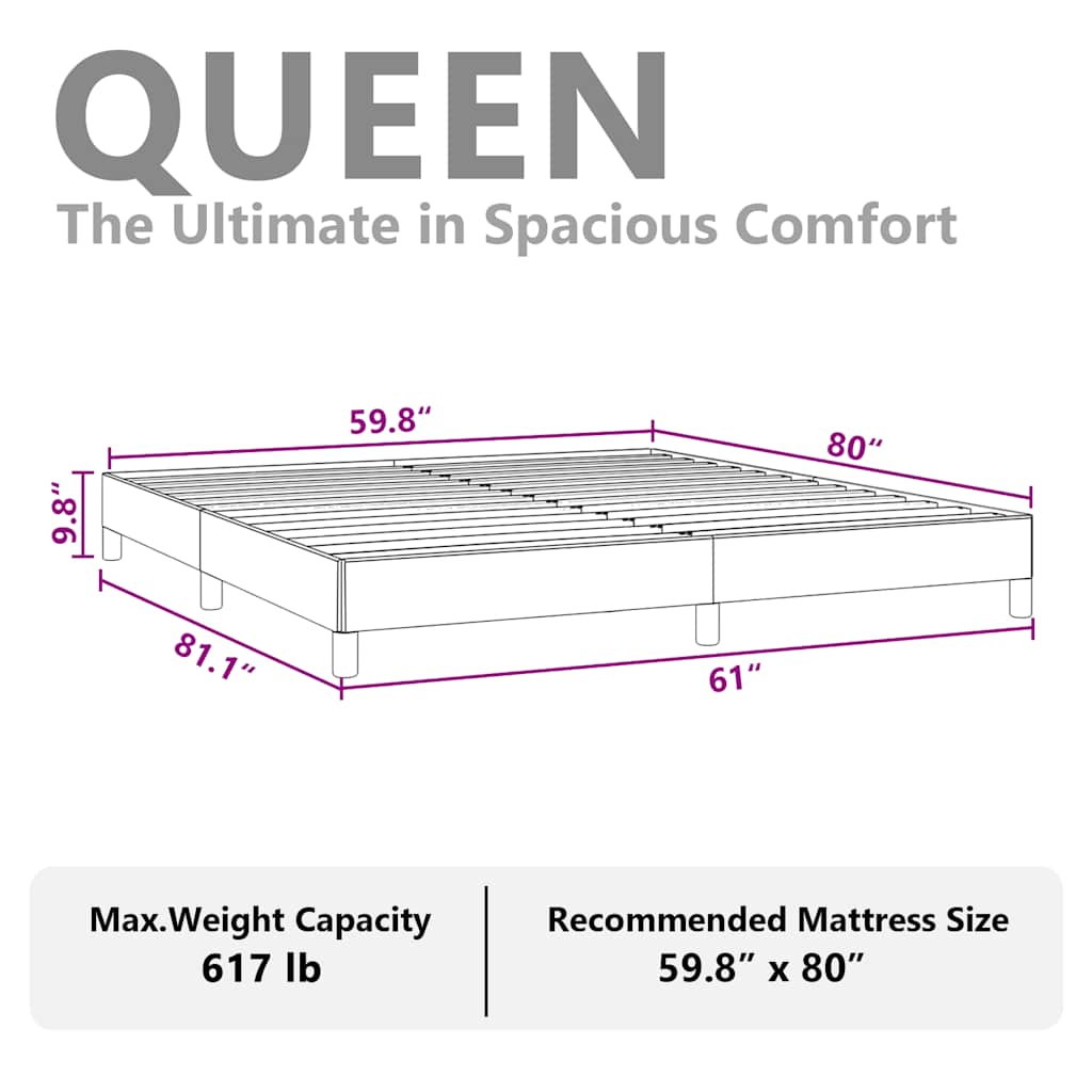 Bed Frame without Mattress Black 152x203 cm Queen Faux Leather