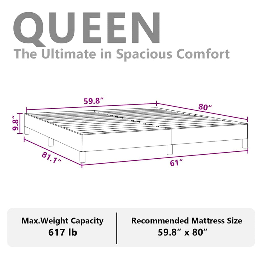 Bed Frame without Mattress Black 152x203 cm Queen Faux Leather