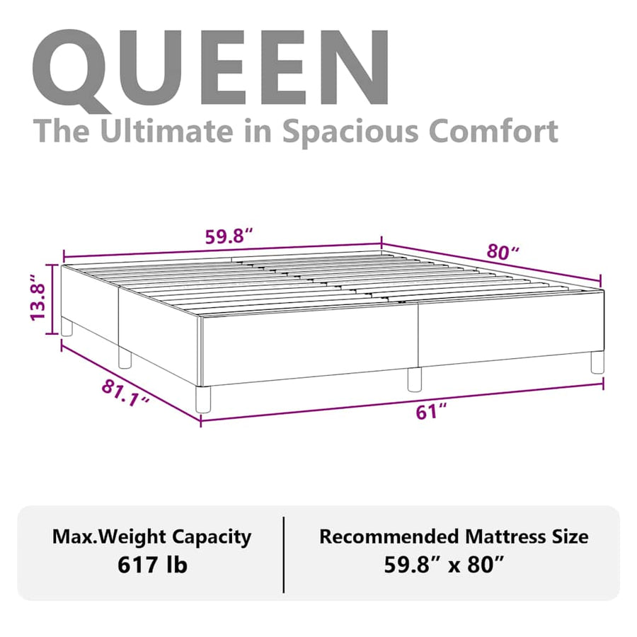 Bed Frame without Mattress Dark Grey 152x203 cm Queen Fabric