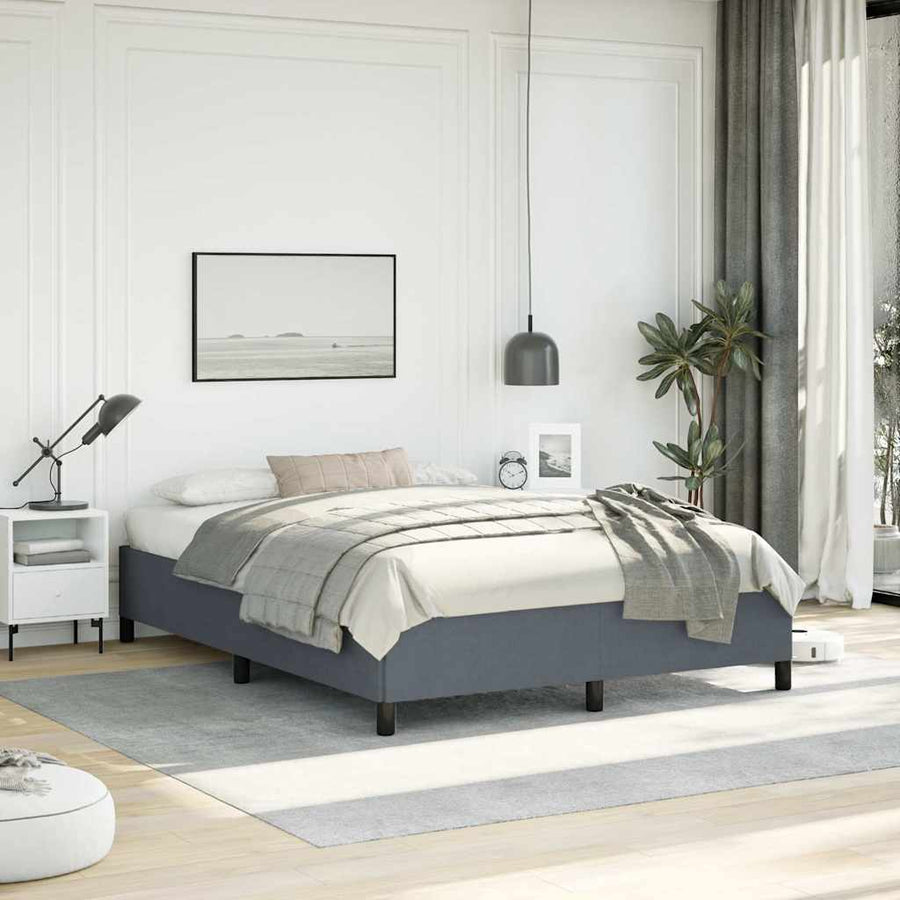 Bed Frame without Mattress Dark Grey 152x203 cm Queen Velvet