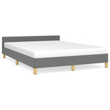 Bed Frame without Mattress Dark Grey Double Fabric - Front View