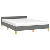 Bed Frame without Mattress Dark Grey Double Fabric - Top-Down View