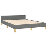 Bed Frame without Mattress Dark Grey Double Fabric - 45-Degree Angle