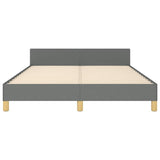 Bed Frame without Mattress Dark Grey Double Fabric