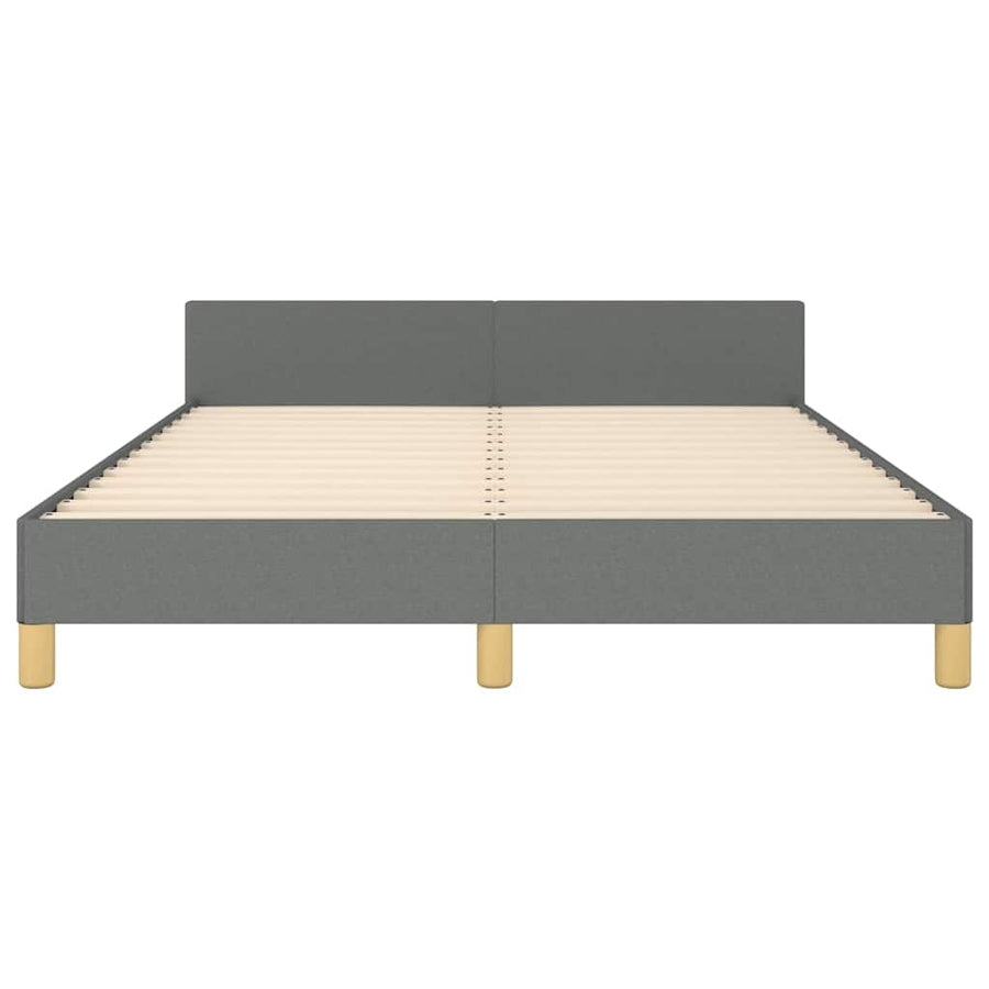 Bed Frame without Mattress Dark Grey Double Fabric