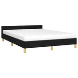 Bed Frame without Mattress Black Double Fabric - Top-Down View