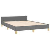 Bed Frame without Mattress Dark Grey Queen Fabric - 45-Degree Angle