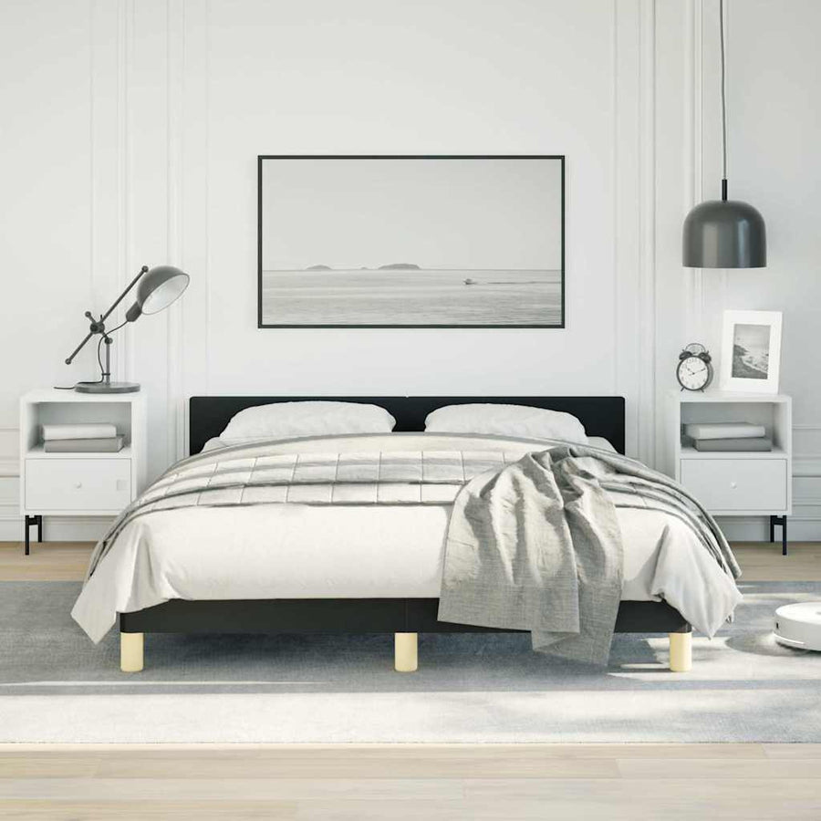 Bed Frame without Mattress Black Queen Fabric