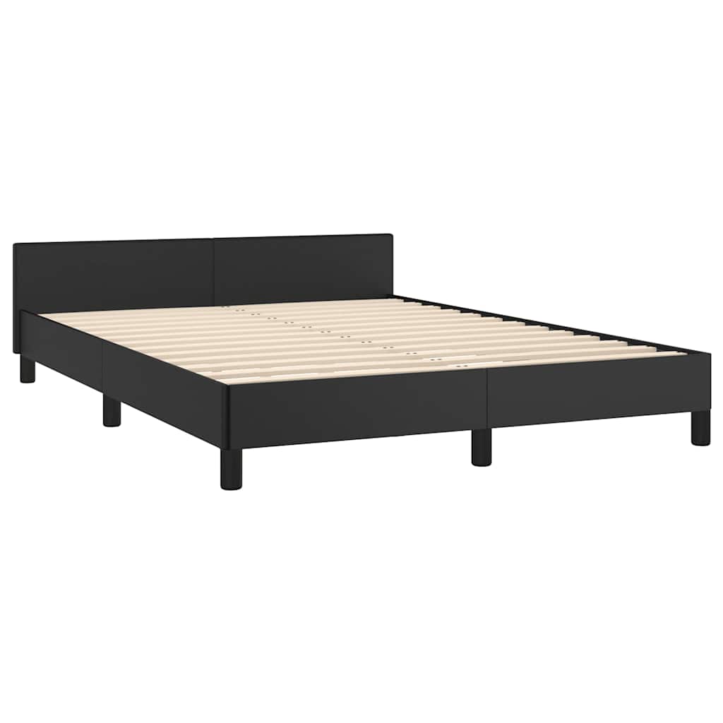 Bed Frame without Mattress Black Double Faux Leather