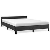 Bed Frame without Mattress Black Queen Faux Leather - Front View