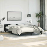 Bed Frame without Mattress Black Queen Faux Leather - Side View