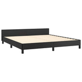 Bed Frame without Mattress Black Queen Faux Leather - 45-Degree Angle