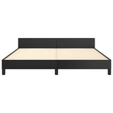 Bed Frame without Mattress Black Queen Faux Leather - Rear View