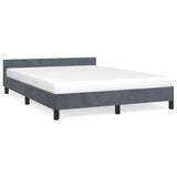 Bed Frame without Mattress Dark Grey Double Velvet - Front View