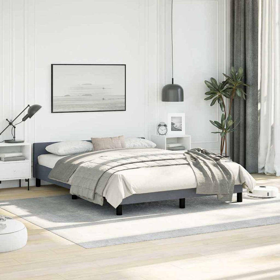 Bed Frame without Mattress Dark Grey Double Velvet