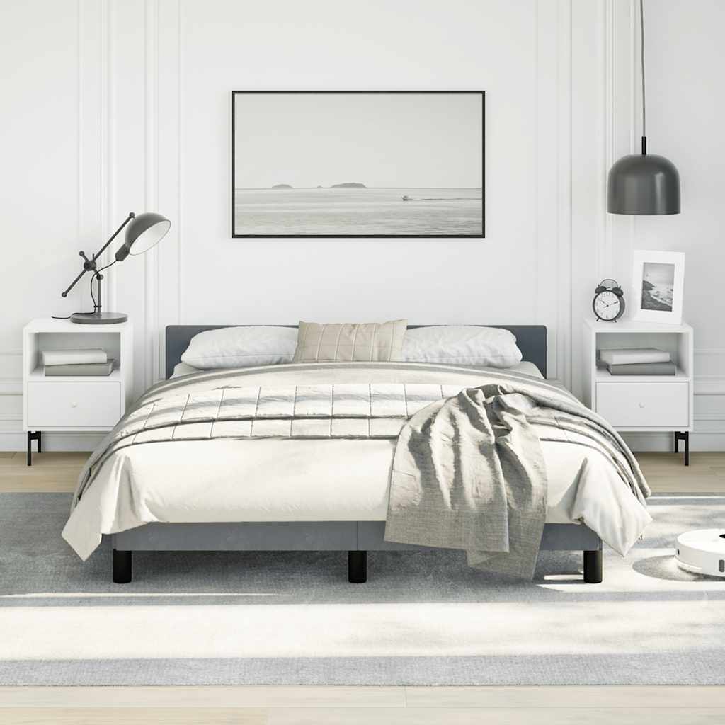 Bed Frame without Mattress Dark Grey Double Velvet