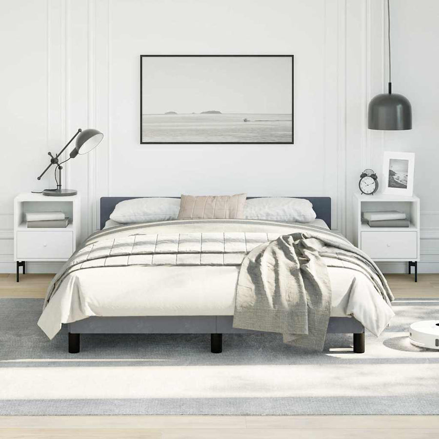 Bed Frame without Mattress Dark Grey Double Velvet