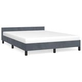 Bed Frame without Mattress Dark Grey Queen Velvet - Front View