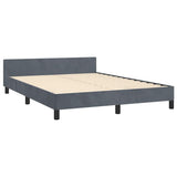Bed Frame without Mattress Dark Grey Queen Velvet - 45-Degree Angle