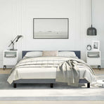 Bed Frame without Mattress Dark Grey Queen Velvet