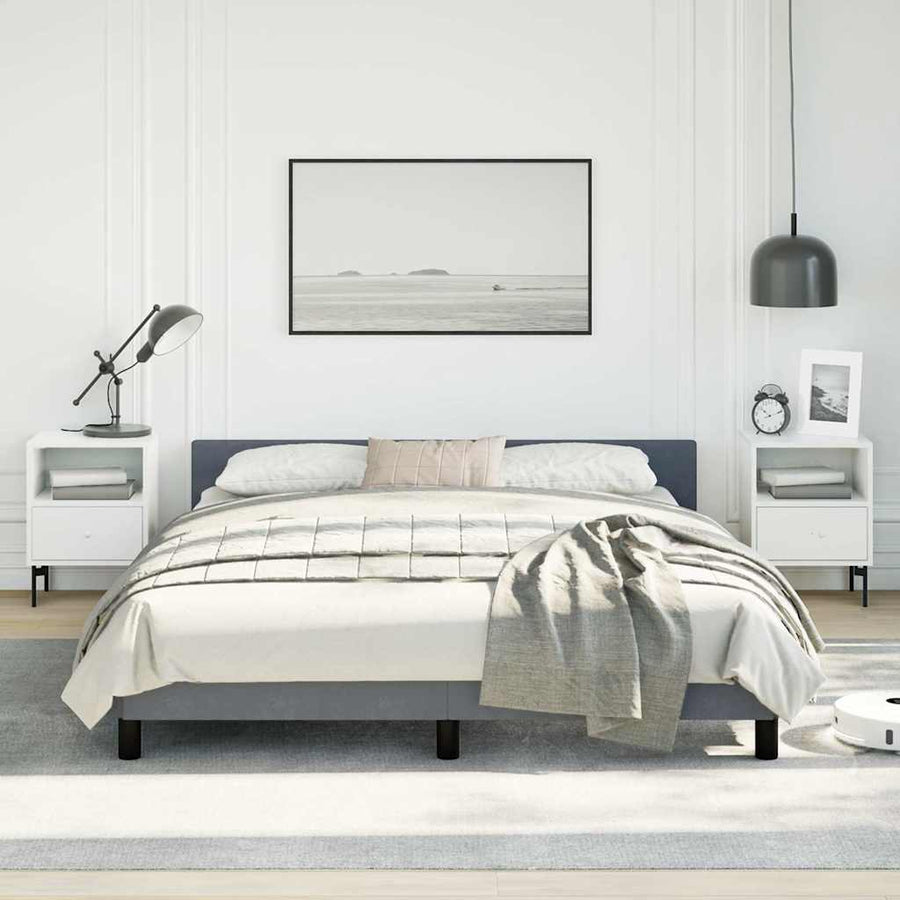 Bed Frame without Mattress Dark Grey Queen Velvet