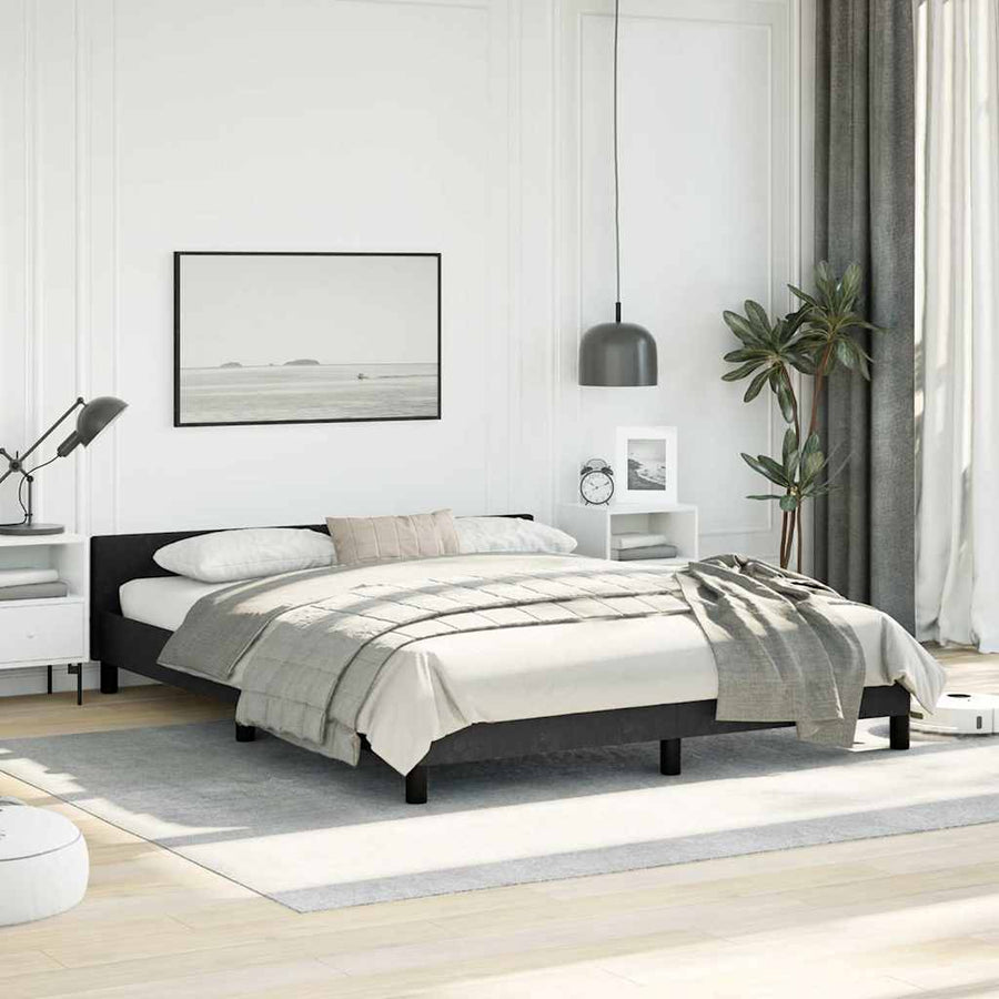 Bed Frame without Mattress Black Queen Velvet