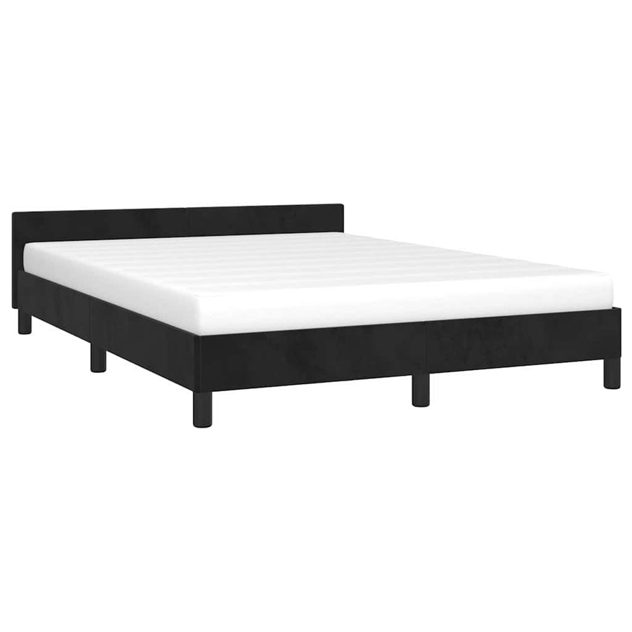 Bed Frame without Mattress Black Queen Velvet