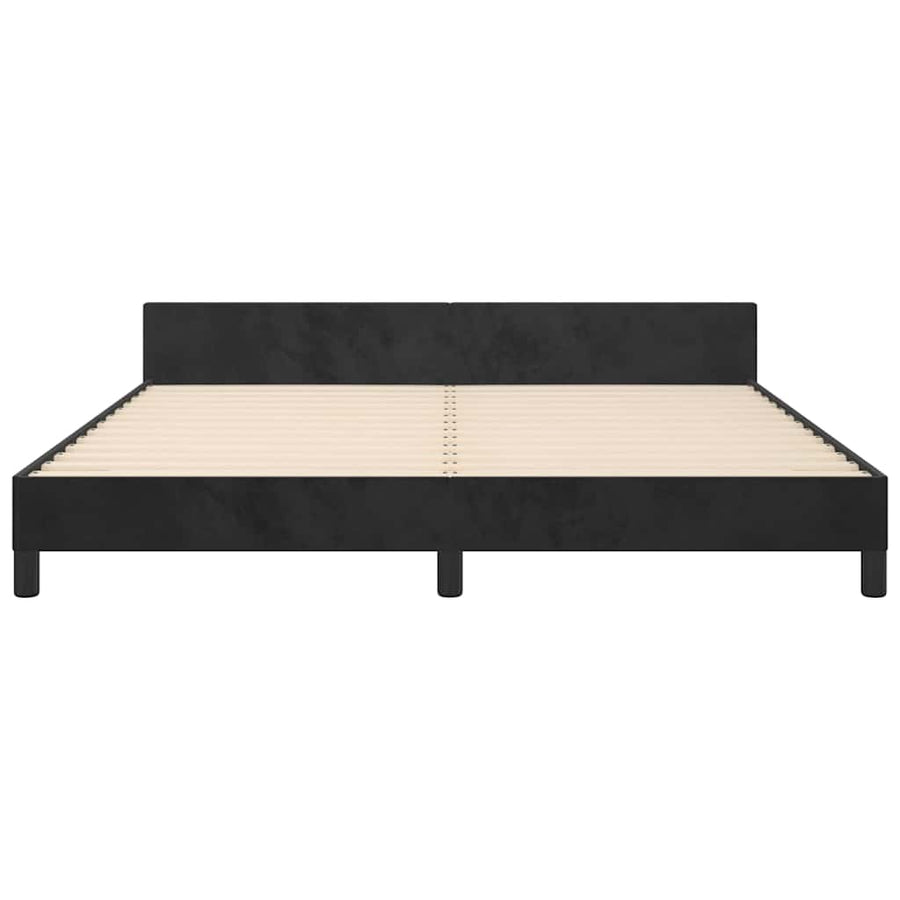 Bed Frame without Mattress Black Queen Velvet