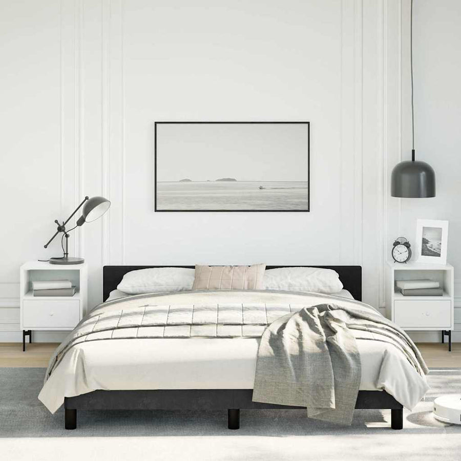 Bed Frame without Mattress Black Queen Velvet